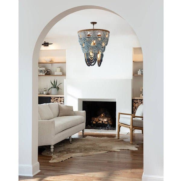 Ombre Wood Bead Chandelier - HER Home Design Boutique
